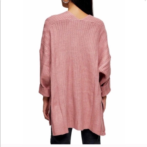 NEW TOPSHOP Mauve Cardigan Open Front slouchy NWT - Picture 4 of 6